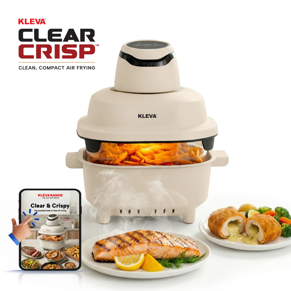 KLEVA® Clear Crisp Glass Air Fryer 4.5L - Healthy, Crispy, Non-Toxic Cooking