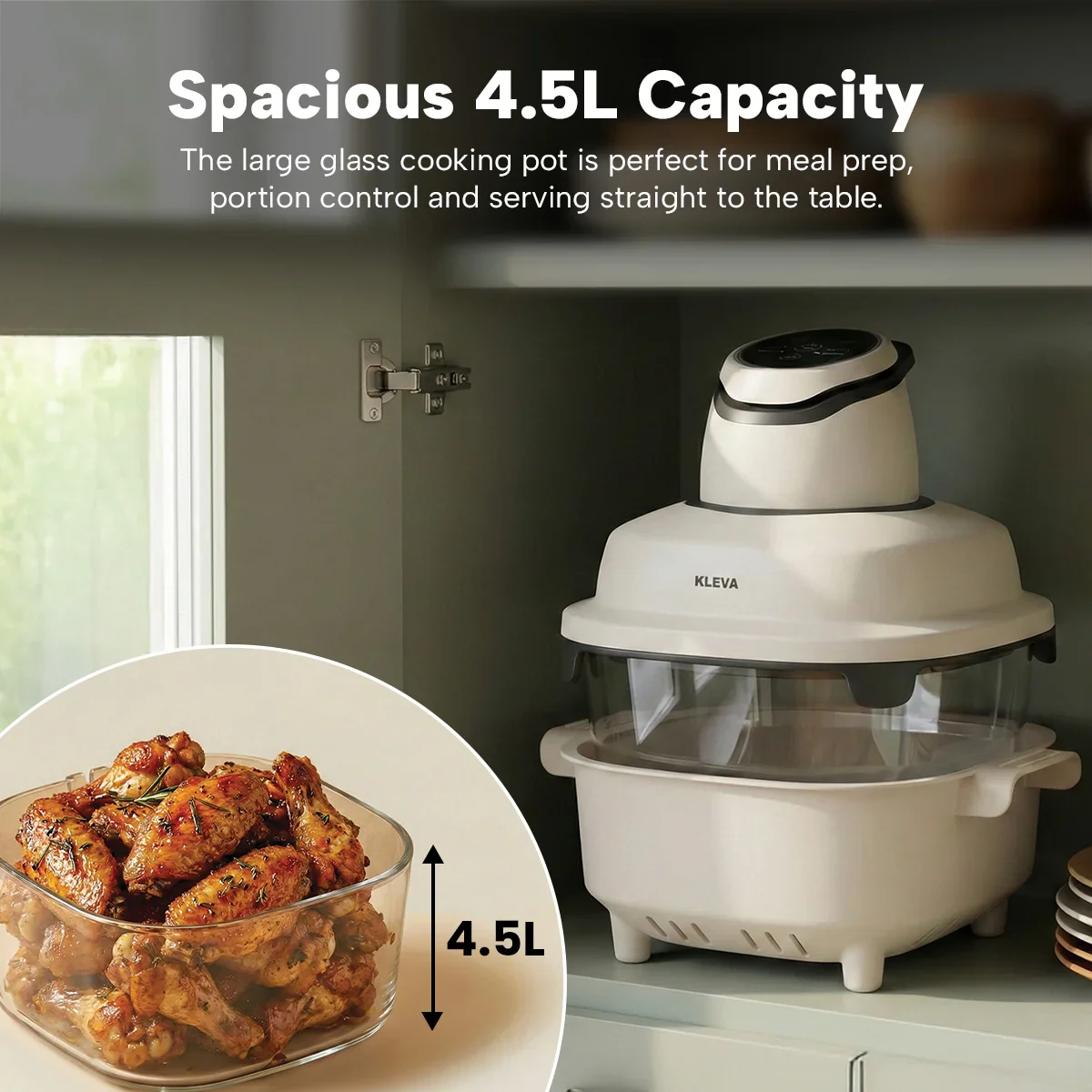KLEVA® Clear Crisp Glass Air Fryer 4.5L - Healthy, Crispy, Non-Toxic Cooking - Image 7