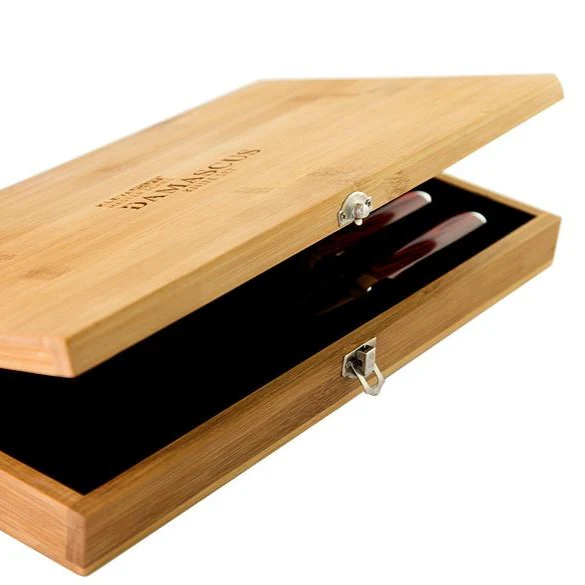 67-Layer Damascus Steel Artisan 4pc Knife Set with Premium Bamboo Case - Image 5