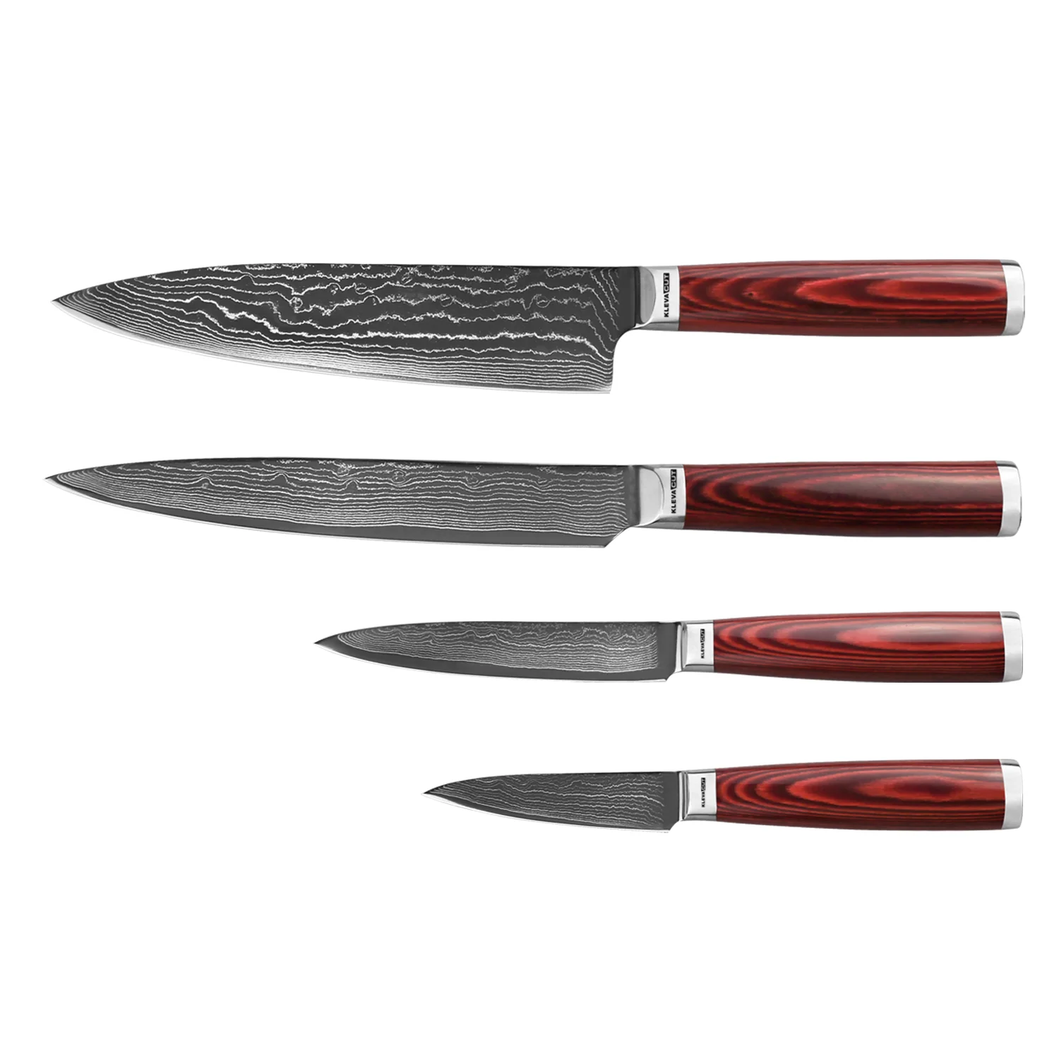 67-Layer Damascus Steel Artisan 4pc Knife Set with Premium Bamboo Case - Image 7