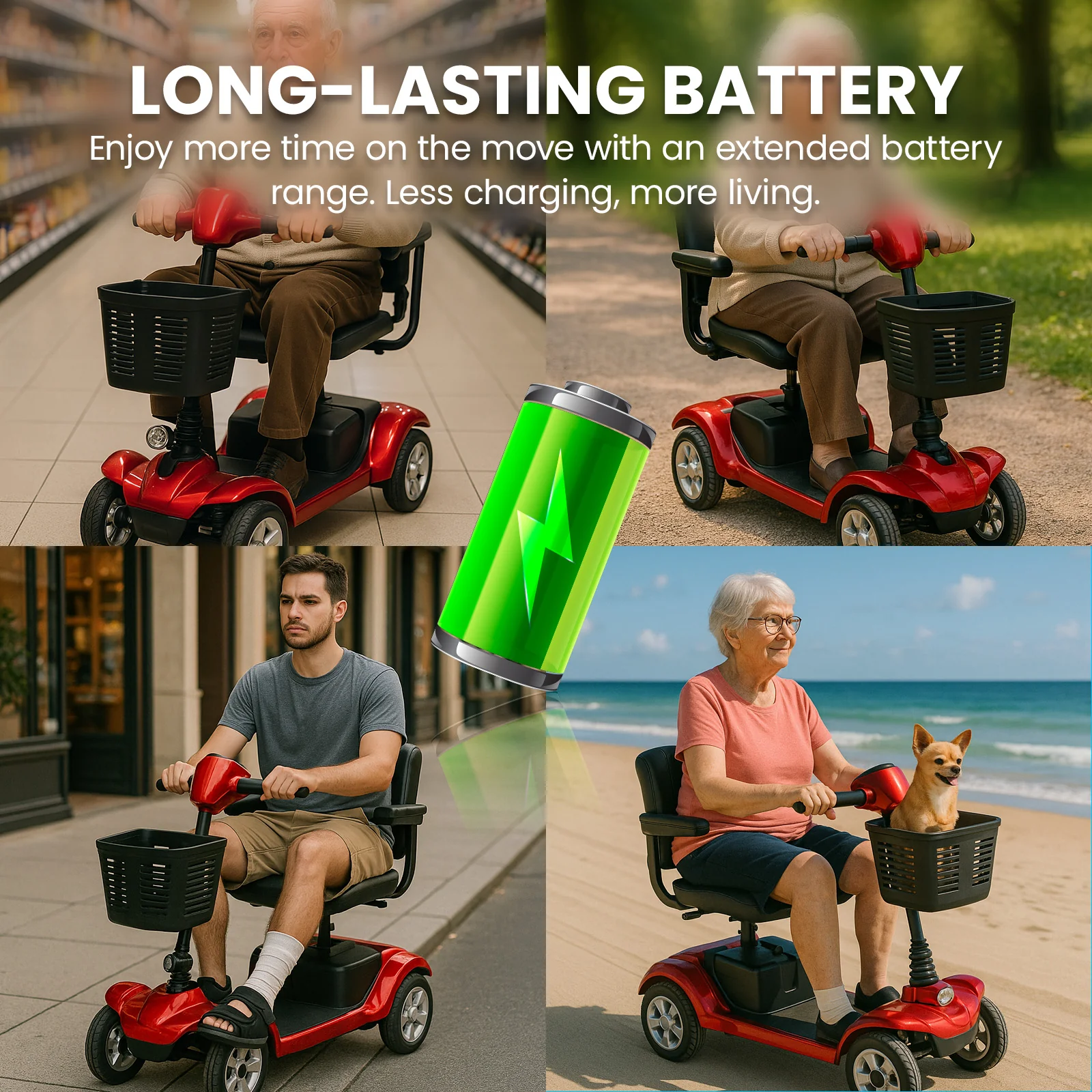 KLEVA® Folding Electric 4 Wheel Mobility Scooter with Adjustable Seat - Image 6