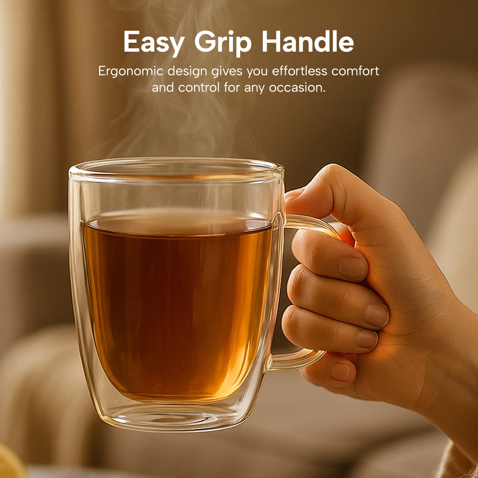 KLEVA® InsuLuxe Double-Wall Insulated Glass Cups for Hot & Cold Drinks - Image 4
