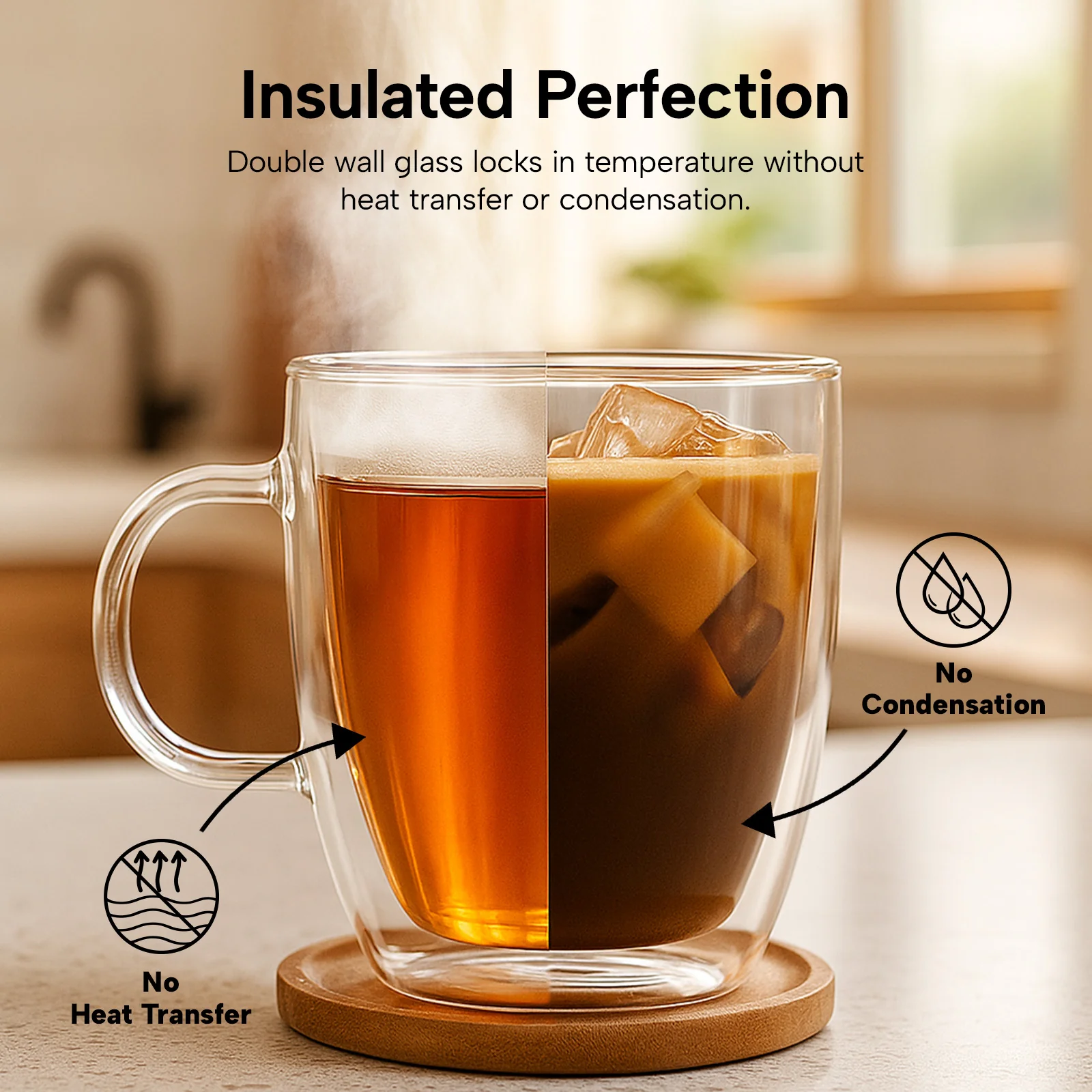 KLEVA® InsuLuxe Double-Wall Insulated Glass Cups for Hot & Cold Drinks - Image 5