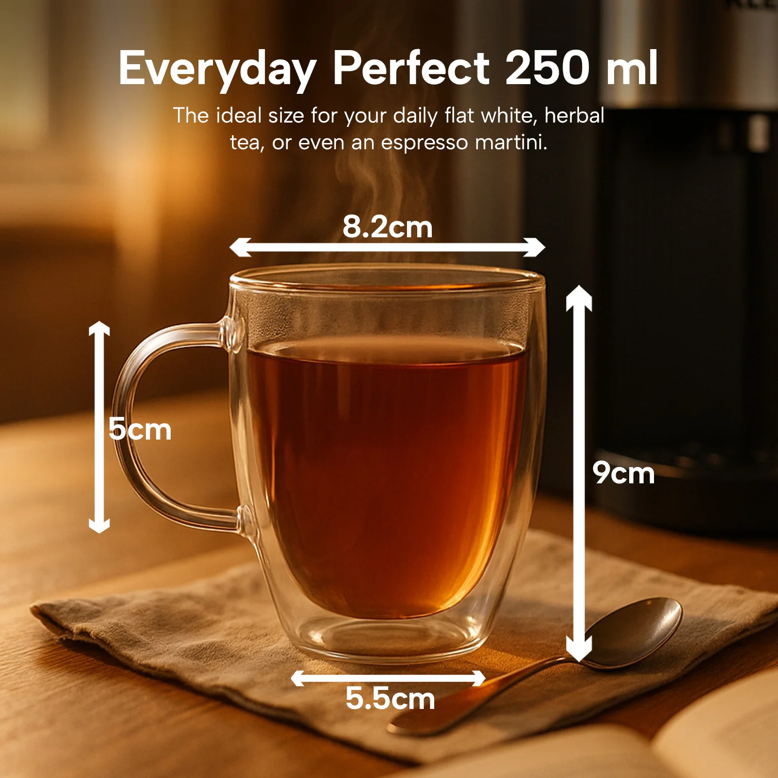 KLEVA® InsuLuxe Double-Wall Insulated Glass Cups for Hot & Cold Drinks - Image 6