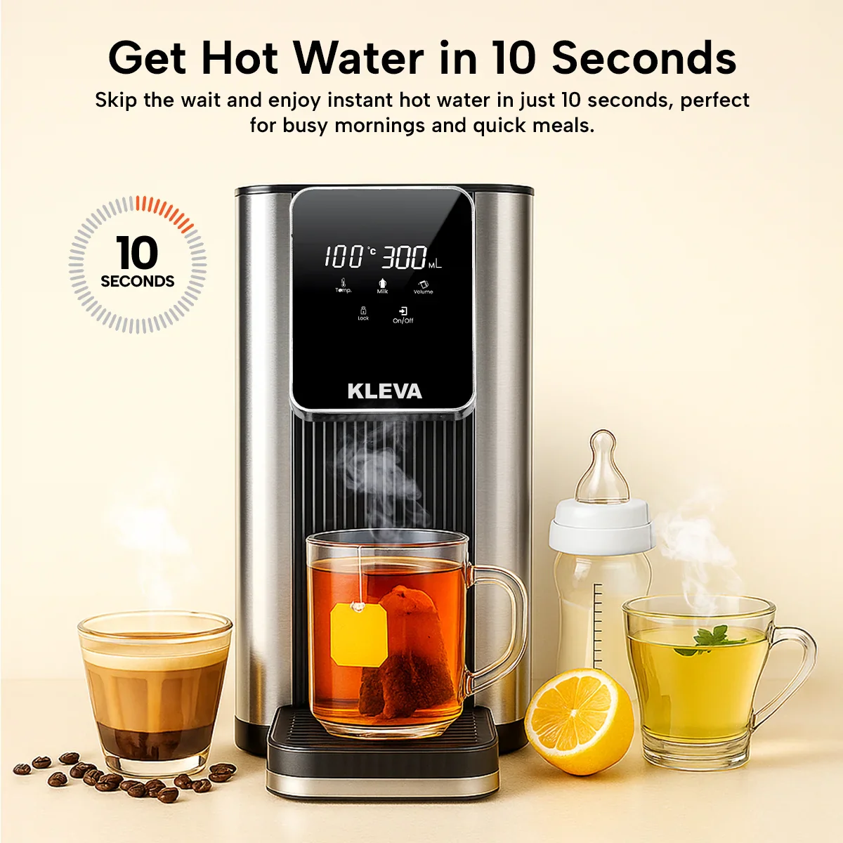 Kleva® Instant Hot Water Dispenser Deluxe with Smart Touch Temp & Volume Control - Image 3