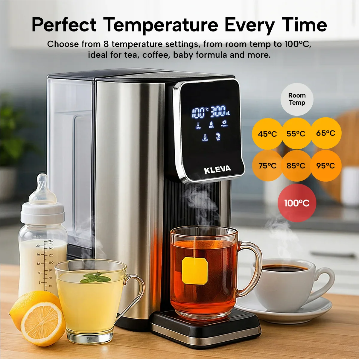 Kleva® Instant Hot Water Dispenser Deluxe with Smart Touch Temp & Volume Control - Image 5