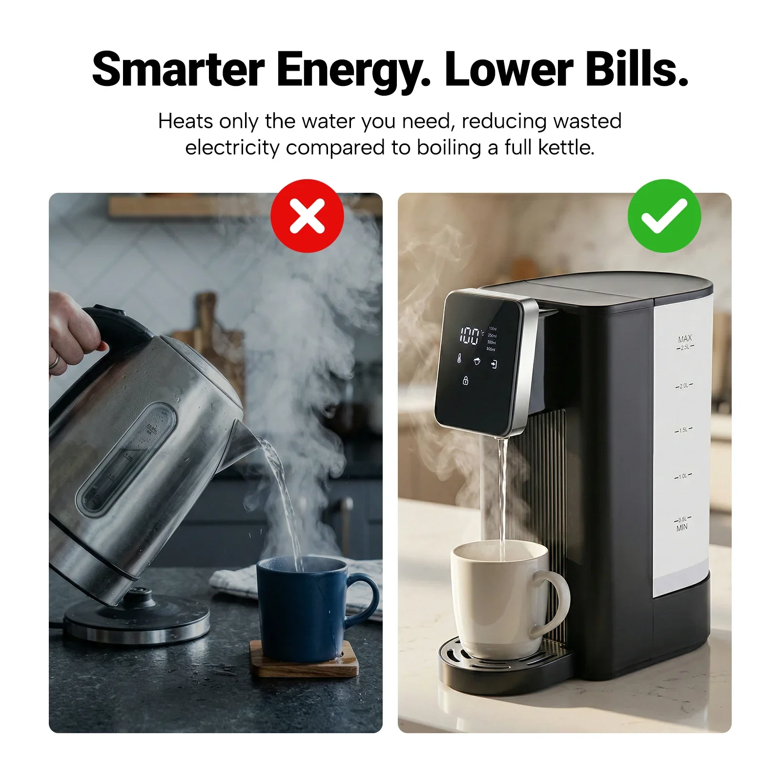 Kleva® Instant Hot Water Dispenser Digital with Smart Touch Temp & Volume Control - Image 10