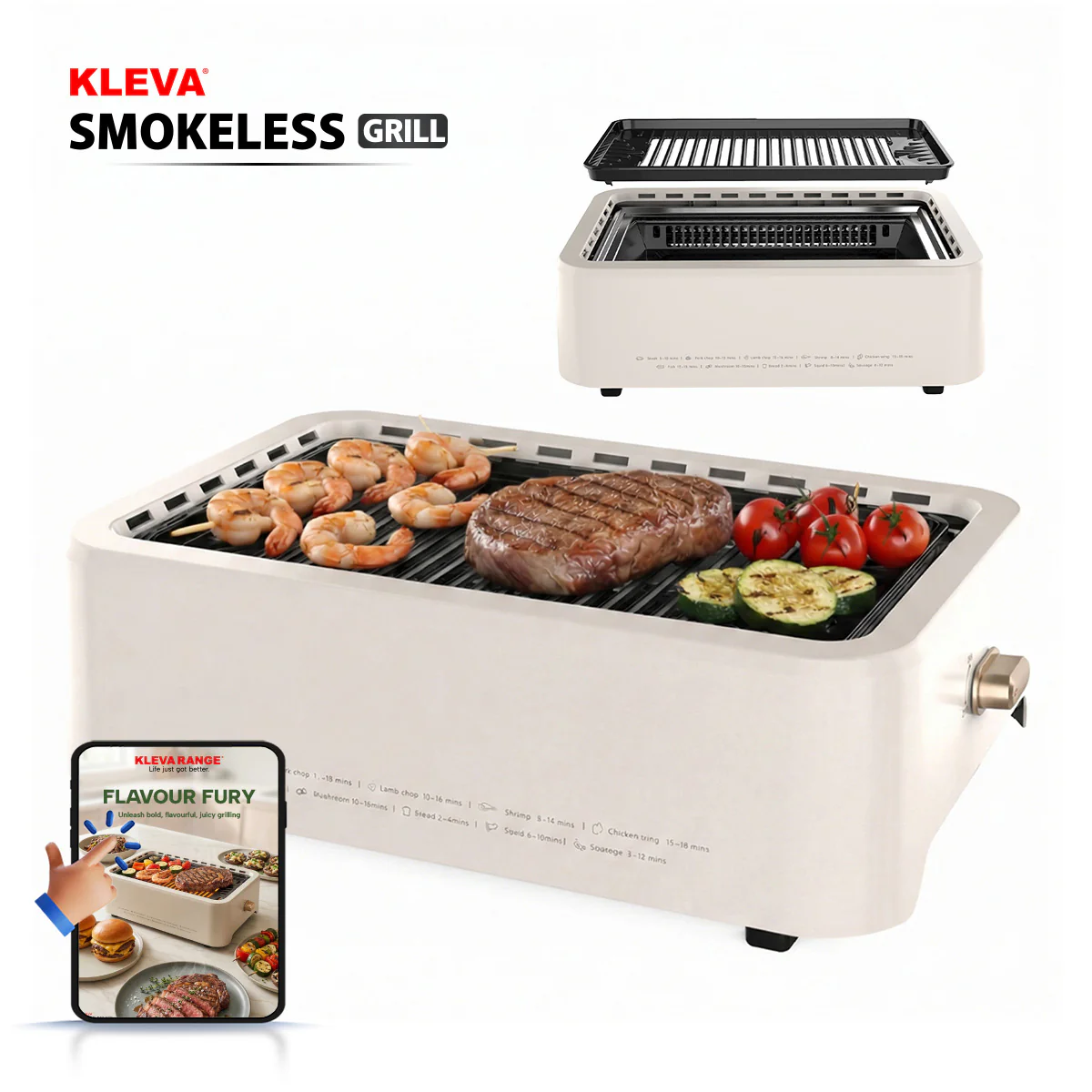 KLEVA® Smokeless Grill - Juicy, Compact and Flavourful, Indoor & Outdoor Grilling