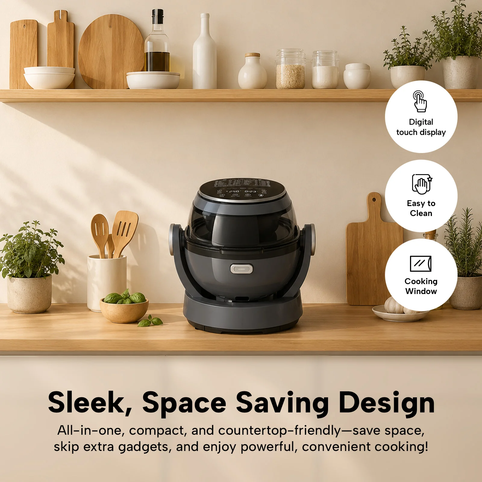 KLEVA® Spin Crisp IQ Rotating Digital Air Fryer 6L - One Touch Auto Shaking - Image 11
