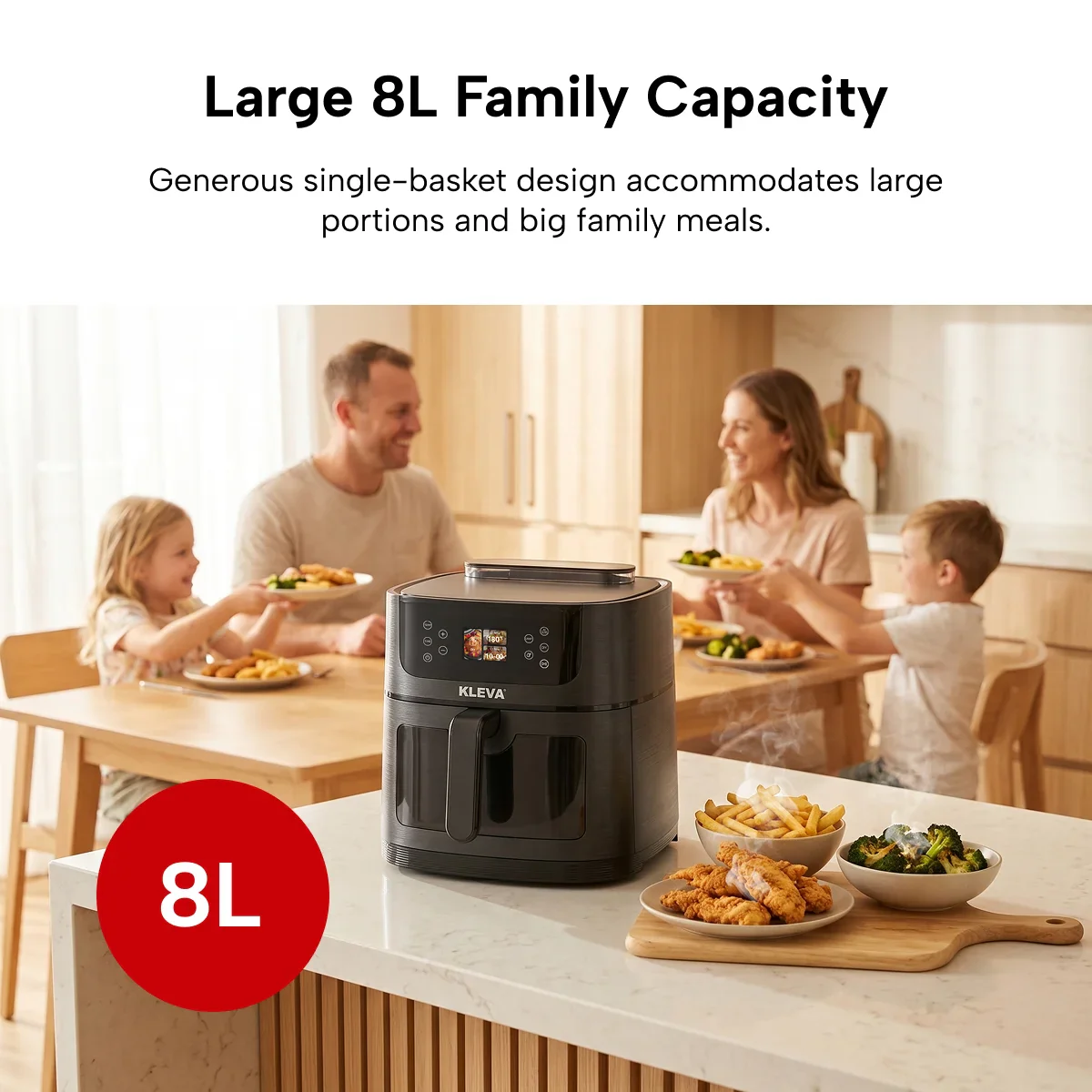 KLEVA® SteamCrisp IQ Steam Air Fryer with Smart Food Detection 8L - Image 3