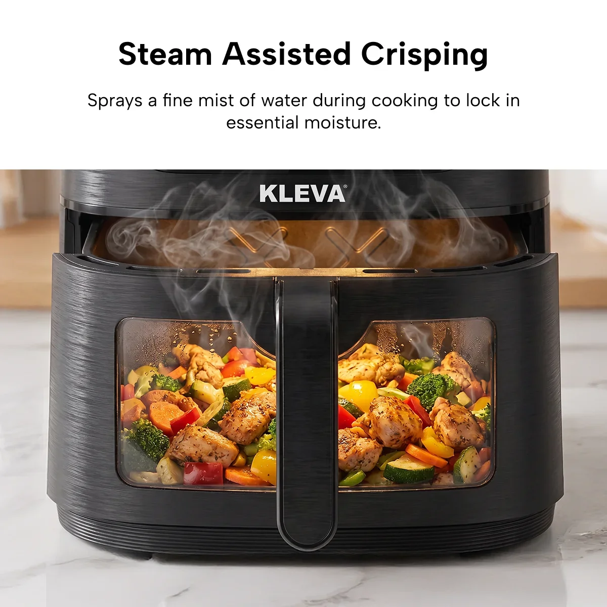 KLEVA® SteamCrisp IQ Steam Air Fryer with Smart Food Detection 8L - Image 4