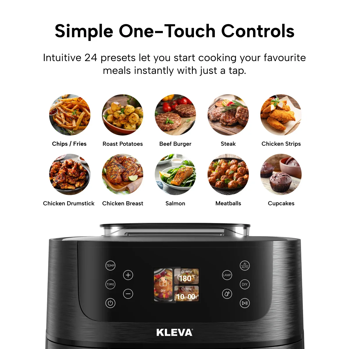 KLEVA® SteamCrisp IQ Steam Air Fryer with Smart Food Detection 8L - Image 6