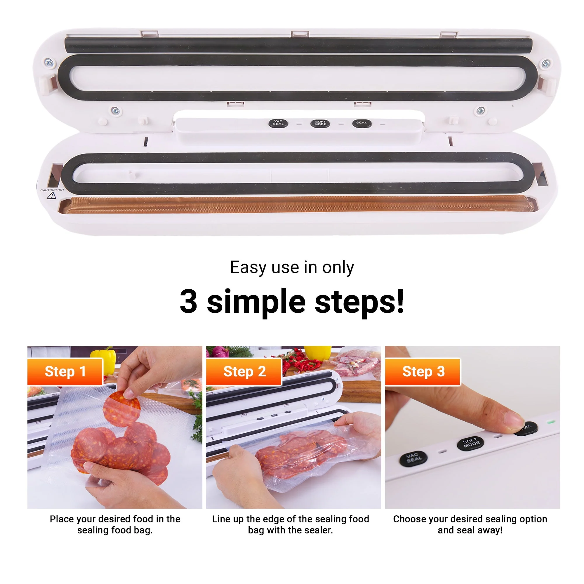Kleva® Vac Seal & Save Food Saver Vacuum Sealer + 5x Bonus Vac Seal Bags - Image 5