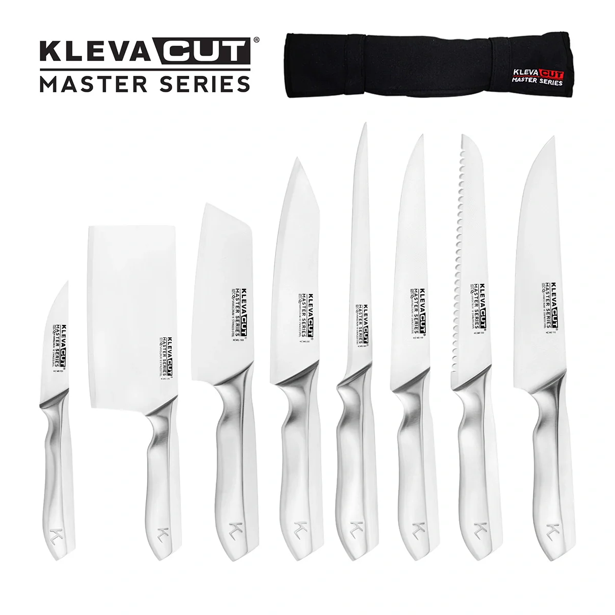 KlevaCut® Master Series Culinary Masterclass 8pc Knife Set with Professional Satchel