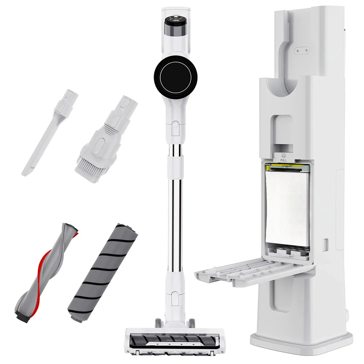 KRAPOF® Auto Clean Self Empty Stick Vacuum + Extra Filter Kit + 2x Extra Dust Bags