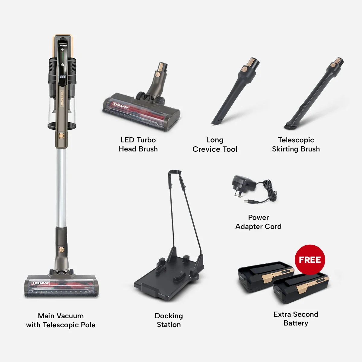 KRAPOF® Power Vac S3 Cordless Stick Vacuum + Extra FREE Second Battery - Image 15