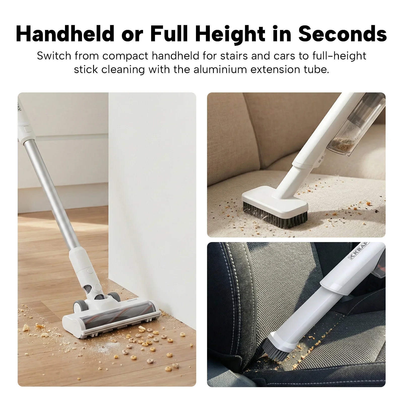 KRAPOF® Quick Clean Compact Self-Empty Vacuum – Handheld & Stick use with HEPA Filter - Image 6
