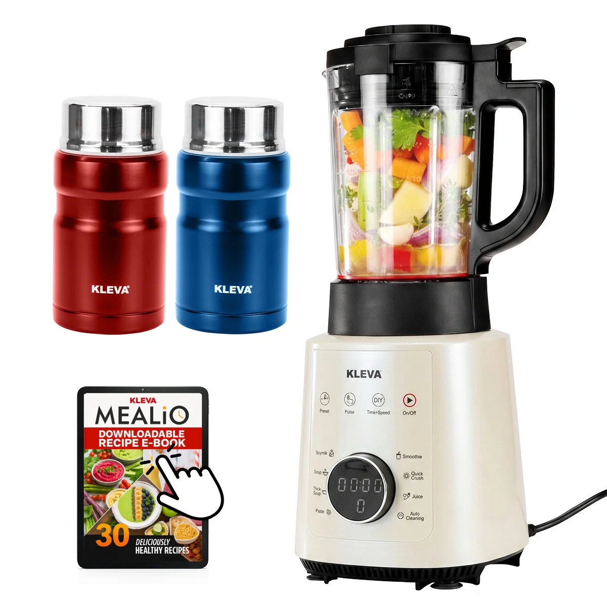 Mealio® Hot & Cold Blender - Professional Soup Maker & Smoothie Blender in 1 + FREE 2 Soup Flasks + Recipe E-Book - Image 10