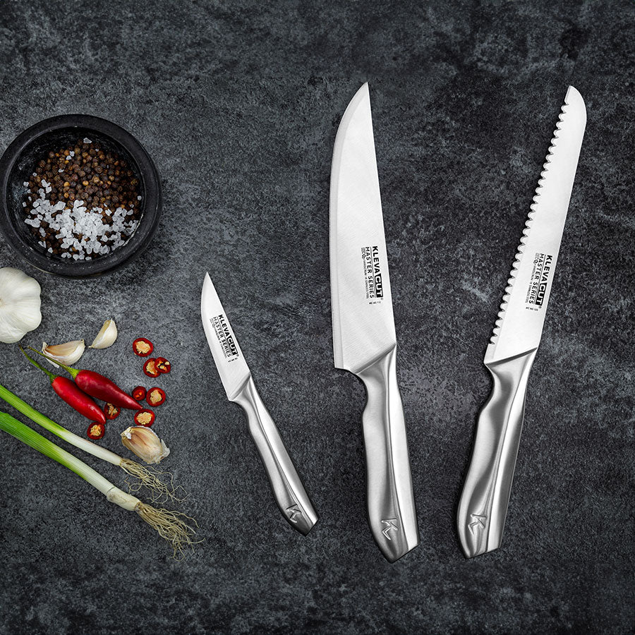 KlevaCut® Master Series Baker & Chef 3pc Knife Set with Satchel - Image 2